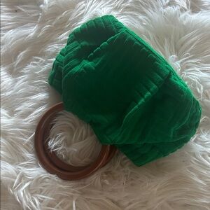 Green Clutch with Wooden Handle